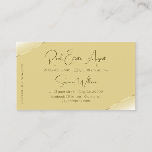 ラグジュアリークリームデコールスパークルダイヤモンドグラム金ゴールド 名刺 (裏面)