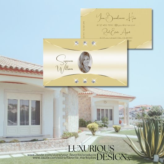 ラグジュアリークリーム金ゴールドデコールダイヤモンドと写真 名刺