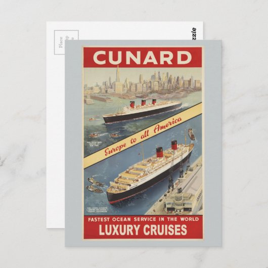 ラグジュアリークルーズはヨーロッパを全アメリカに旅行 ポストカード (正面/裏面)