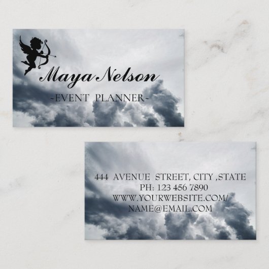 ラグジュアリークールシルバークラウドウィットキューピッド 名刺 (正面/裏面)