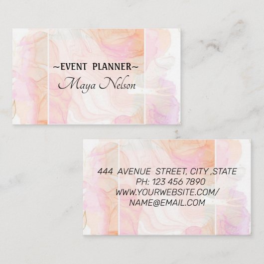 ラグジュアリークールピンクマーブル名刺 名刺 (正面/裏面)