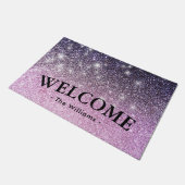 ラグジュアリーグラデーショングリッターウェルカムドパーソナライズされたマット ドアマット (アングル)