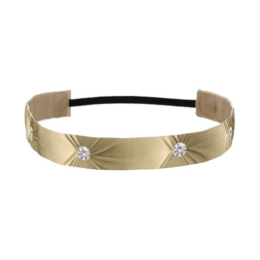 ラグジュアリーグラムウォーム金ゴールドフェイクベルベット アスレチックヘッドバンド (正面)