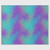 ラグジュアリーグラムガールパープルターコイズきらめくグリッター ラッピングペーパー (フラット)