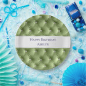 ラグジュアリーグラムセージグリーンベフェイクルベット ペーパープレート (パーティー)