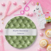 ラグジュアリーグラムセージグリーンベフェイクルベット ペーパープレート (パーティー)