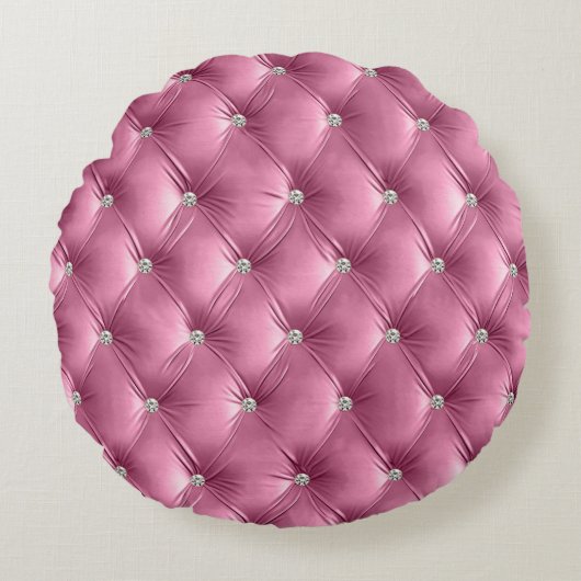 ラグジュアリーグラムソフトピンクベフェイクルベット ラウンドクッション (正面)