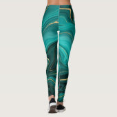 ラグジュアリーグラムターコイズ抽象芸術パターン レギンス (裏面)