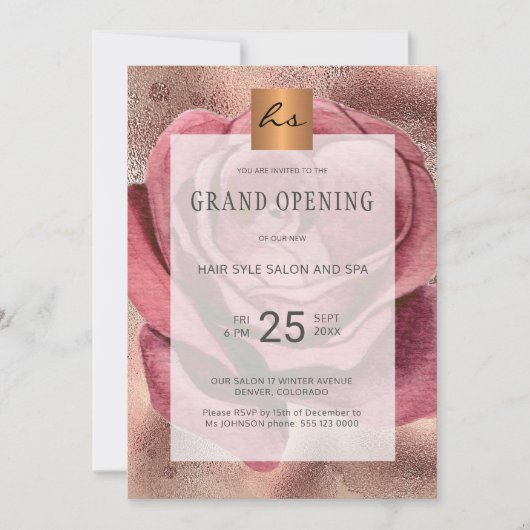 ラグジュアリーグラムバラ美しいサロングランドオープニング 招待状 (正面)