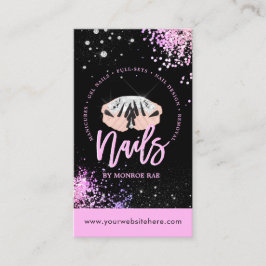 ラグジュアリーグラムピンク&ブラックネイルサロン爪、 ネイルスタイリスト  名刺