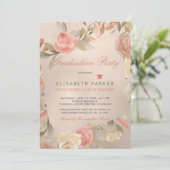 ラグジュアリーグラムピーチフローラ写真卒業パーティー 招待状 (スタンド正面)