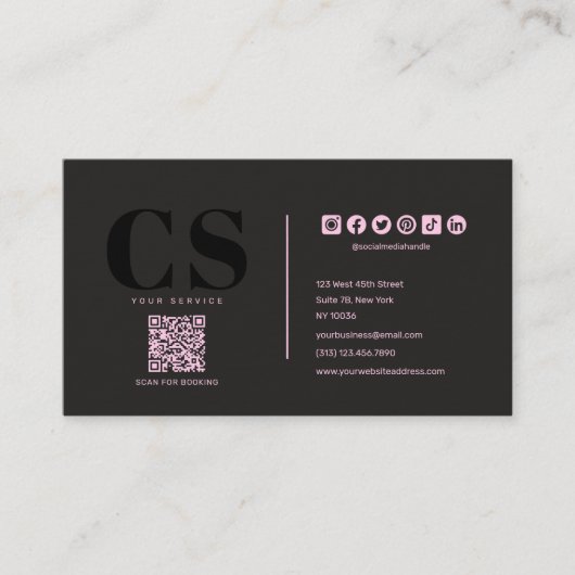 ラグジュアリーグラムブラックピンクビューティシャン 名刺 (正面)