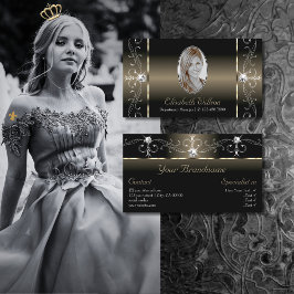 ラグジュアリーグラムブラックベージュの斜面宝石と写真 名刺