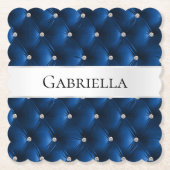 ラグジュアリーグラムブルーフェイクベルベット ペーパーコースター (正面)