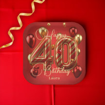 ラグジュアリーグラムレッド&金ゴールド40th誕生日お祝い