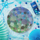 ラグジュアリーグリッタードット&サークルフレッシュアクア ペーパープレート (パーティー)