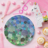 ラグジュアリーグリッタードット&サークルフレッシュアクア ペーパープレート (パーティー)