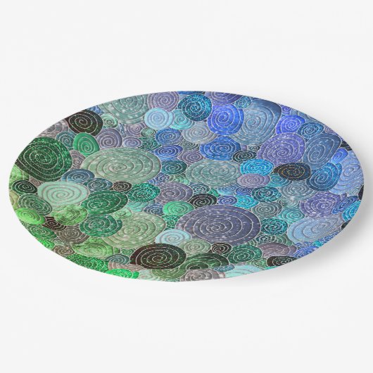 ラグジュアリーグリッタードット&サークルフレッシュアクア ペーパープレート (アングル)