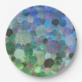 ラグジュアリーグリッタードット&サークルフレッシュアクア ペーパープレート (正面)