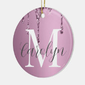 ラグジュアリーグリッタードリップ深いバラピンクガーリー セラミックオーナメント (左)