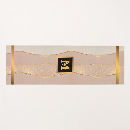 ラグジュアリーグリッターバラモノグラムの金ゴールドヨガマット ヨガマット (正面(横))