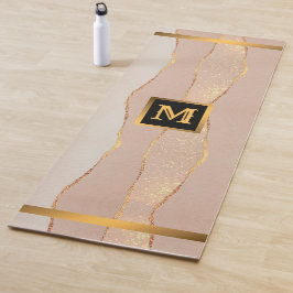 ラグジュアリーグリッターバラモノグラムの金ゴールドヨガマット ヨガマット