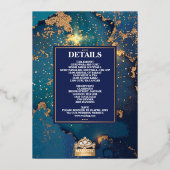 ラグジュアリーグリッターブルーシクアナンドカラジインディアン 箔招待状 (裏面)