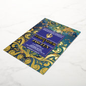 ラグジュアリーグリッターブルーシクアナンドカラジインディアン 箔招待状 (回転した状態)