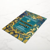 ラグジュアリーグリッターブルーシクアナンドカラジインディアン 箔招待状 (回転した状態)