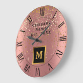 ラグジュアリーグリッター金ゴールドピンクスタモノグラムのーズ ラージ壁時計 (傾斜)