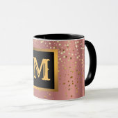 ラグジュアリーグリッター金ゴールドピンクスターズモノグラムの マグカップ (正面右)