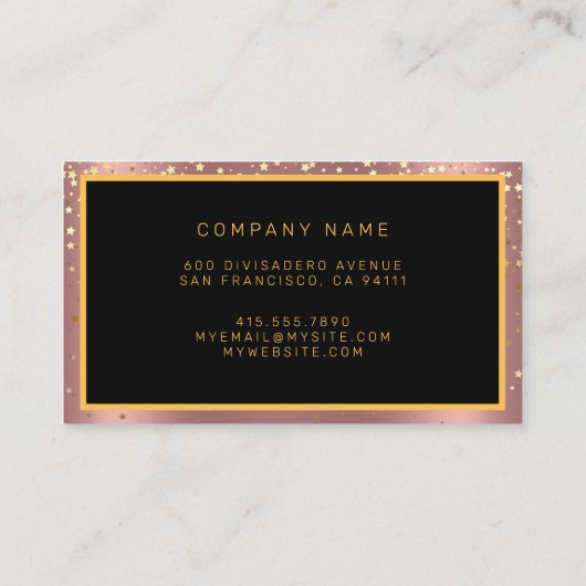 ラグジュアリーグリッター金ゴールドピンクスターズ 名刺 (裏面)