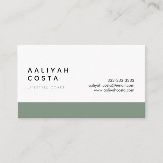 ラグジュアリーグリーンアンドホワイトライフスタイルコーチ 名刺 (正面)
