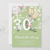 ラグジュアリーグリーンシャンパンフローラ30th誕生日パーティー 招待状 (正面)