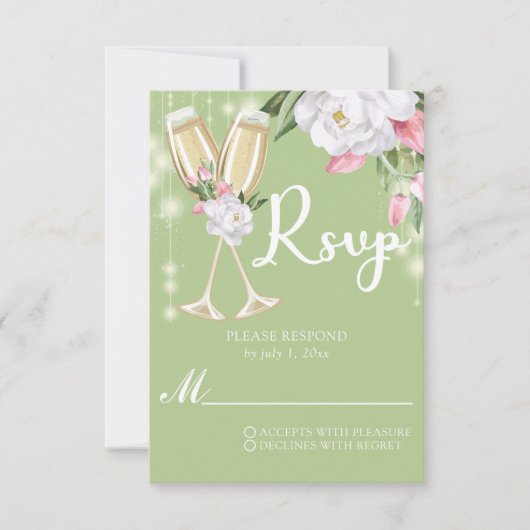 ラグジュアリーグリーンシャンパンフローラ30th Birthday 出欠カード (正面)