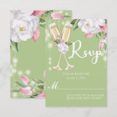 ラグジュアリーグリーンシャンパンフローラ30th Birthday 出欠カード (正面/裏面)