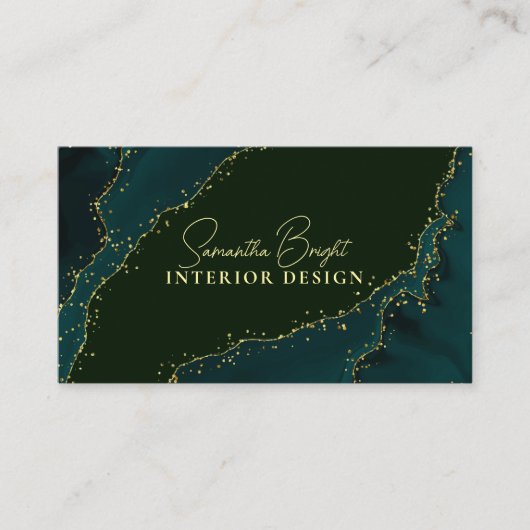 ラグジュアリーグリーンスパークリー金ゴールド名刺 名刺 (正面)