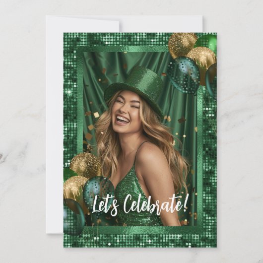 ラグジュアリーグリーンセントパトリックの日の写真招待状 招待状 (正面)