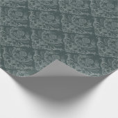 ラグジュアリーグリーンフローラダマスク壁紙 ラッピングペーパー (角)