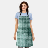 ラグジュアリーグリーンホワイトロームバスウォーターカラー抽象芸術アート エプロン (着用した状態)