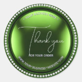 ラグジュアリーグリーンメタリックダイヤモンドビジネスサンキュー ラウンドシール (正面)