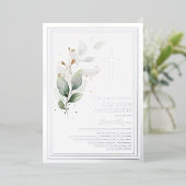 ラグジュアリーグリーンリーユーカリプタス1stバースデーバプテスマ 箔招待状 (立ち正面)