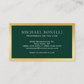 ラグジュアリーグリーンレザー金ゴールドラベルプロフェッショナル 名刺 (裏面)