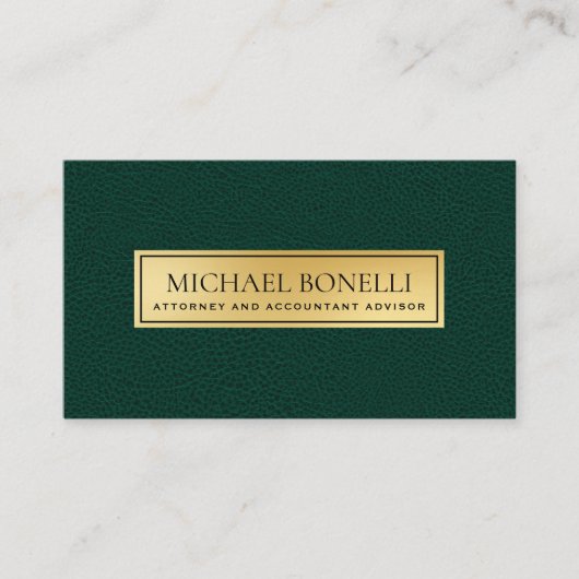 ラグジュアリーグリーンレザー金ゴールドラベルプロフェッショナル 名刺 (正面)