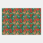 ラグジュアリーグリーン赤フェイクグリッター格言ハットクリスマス ラッピングペーパーシート (正面3)