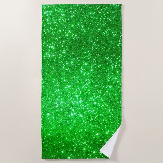 ラグジュアリーグリーン金ゴールドグリッター ビーチタオル (正面)