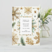 ラグジュアリーグリーン金ゴールドスノーフレッエレガントクホリデーカード (スタンド正面)