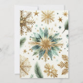 ラグジュアリーグリーン金ゴールドスノーフレッエレガントクホリデーカード (裏面)