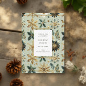 ラグジュアリーグリーン金ゴールドスノーフレッエレガントクホリデーカード