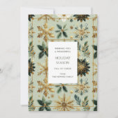 ラグジュアリーグリーン金ゴールドスノーフレッエレガントクホリデーカード (正面)